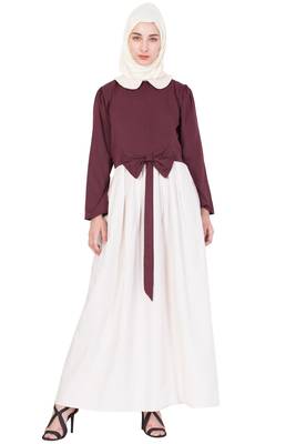 Maroon Plain Crepe Abaya 1
