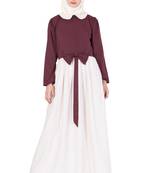 Maroon Plain Crepe Abaya