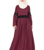 Maroon Plain Crepe Abaya