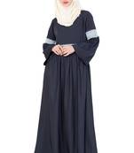 Navy Blue Plain Crepe Abaya