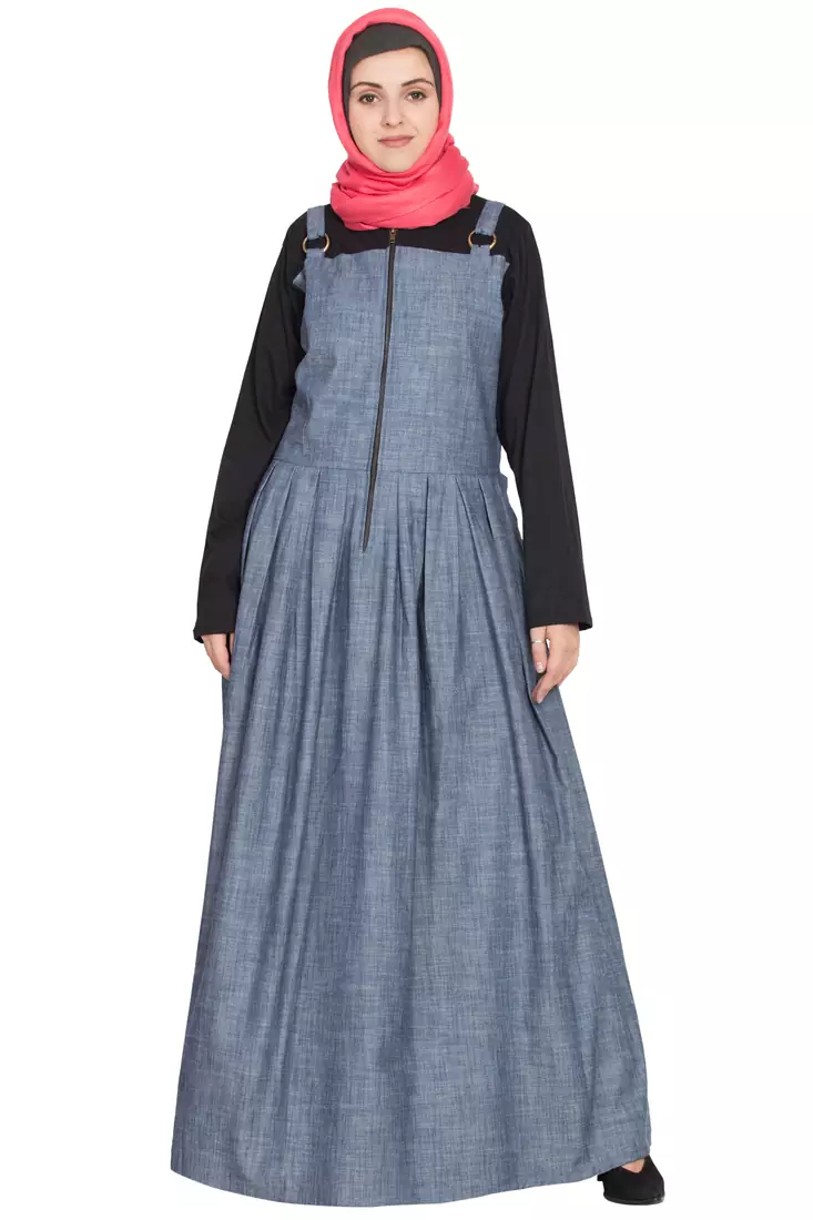 Light Blue Plain Cotton Abaya