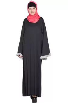 Black Plain Polyester Abaya
