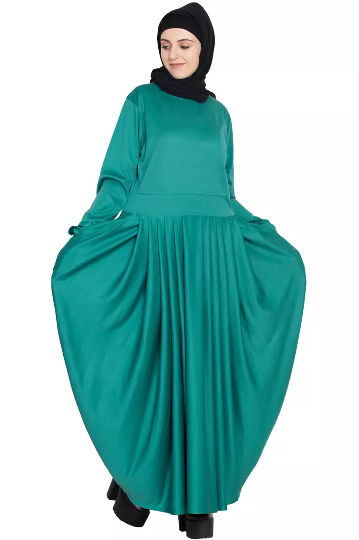 Green Plain Polyester Abaya