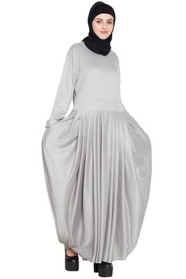 Silver Plain Polyester Abaya 1
