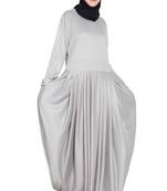 Silver Plain Polyester Abaya
