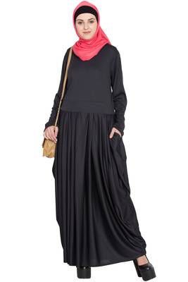 Black Plain Polyester Abaya 1