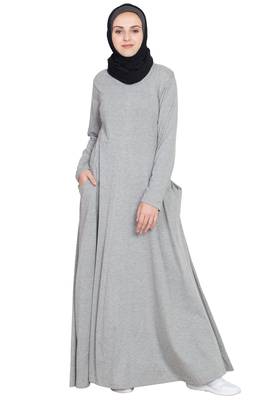 Silver Plain Cotton Abaya 1