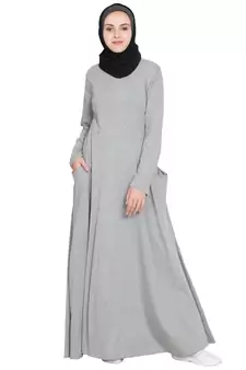 Silver Plain Cotton Abaya