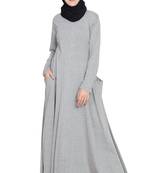 Silver Plain Cotton Abaya