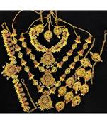 Charming Jewelry Pink Green 18pc Star Temple Jewlery Full Bridal Set