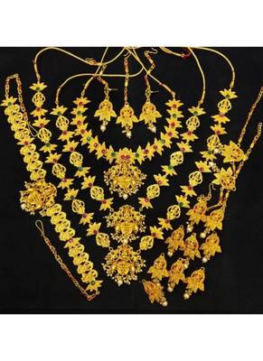 Charming Jewelry Pink Green 18pc Goddess Lakshmi Temple Jewlery Full Bridal Set 1