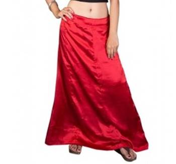 Muhenera Red Satin Free Size Petticoat 1