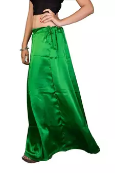 Green Satin Free Size Petticoat