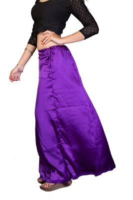 Muhenera Blue Satin Free Size Petticoat 1