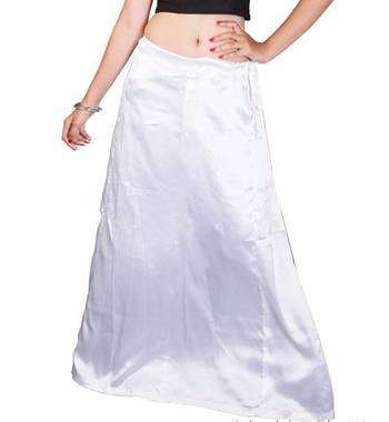 Muhenera White Satin Free Size Petticoat 1