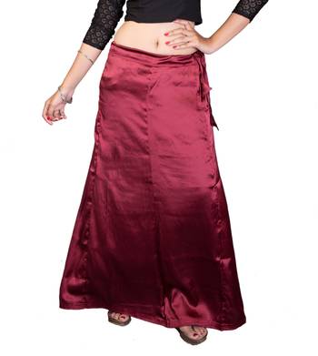 Muhenera Brown Satin Free Size Petticoat 1