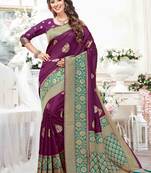Purple woven silk saree with blouse