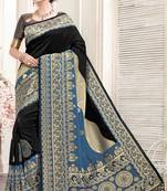 Black woven silk saree with blouse