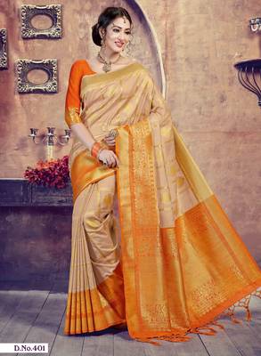 Chiku woven art-silk-sarees saree with blouse 1