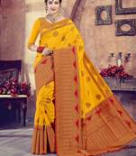 Yellow woven art-silk-sarees saree with blouse