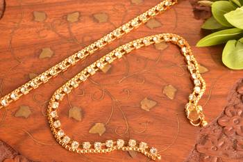Designer Diamond Stone Anklet Pair Set 1