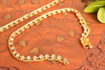 Designer Diamond Stone Anklet Pair Set 2