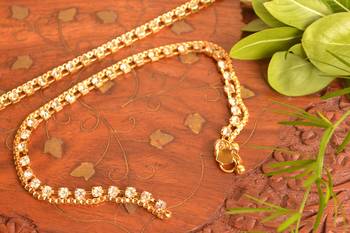 Designer Diamond Stone Anklet Pair Set 3