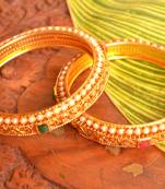 Designer Golden Pretty Semi-Precious Stone Bangle Set
