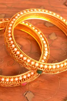 Designer Golden Pretty Semi-Precious Stone Bangle Set