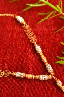 Designer Diamond Stone Golden Filigree Necklace