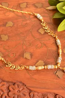 Designer Diamond Stone Golden Filigree Necklace