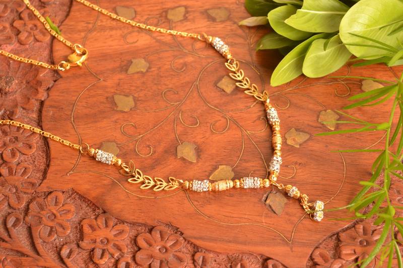Designer Diamond Stone Golden Filigree Necklace