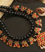 Beautiful Kemp Green Mango Pearl Designer Necklace Set Dj19218