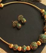 Beautiful Green Rudhra Balls Designer Necklace Set 