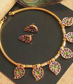 Beautiful Blue Green Mango Designer Necklace Set Dj20491