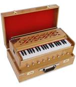 Harmonium Traveler/Portable/Folding Type, 9 Stops- 5 Main & 4 Drones, 3½ Octaves, Coupler, Teak, Bass-Male Reed - 440 Hz