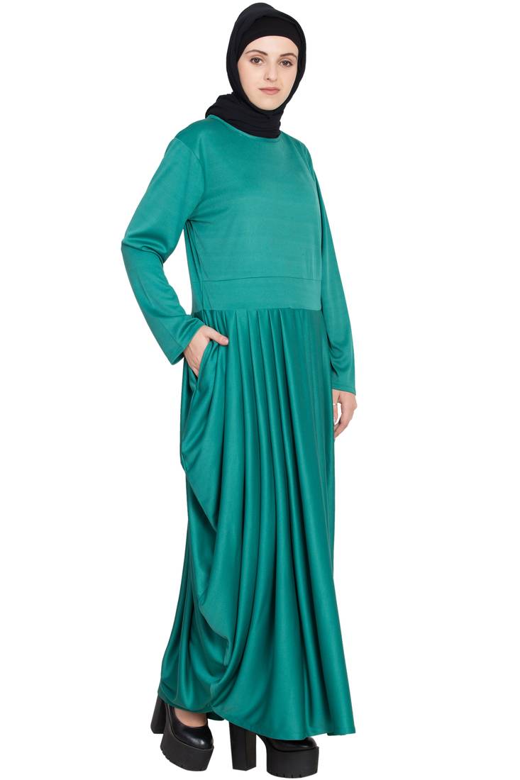 Green Plain Polyester Abaya