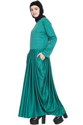 Green Plain Polyester Abaya 3