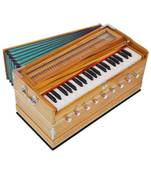 Harmonium Teak Wood, 9 Stop- 5 Main & 4 Drone, 3   Octave, Coupler, Natural Wood Color, Gig Bag, Bass/Male Reed- 440 Hz