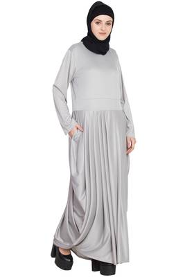 Silver Plain Polyester Abaya 2