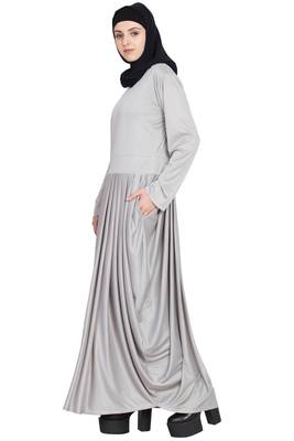 Silver Plain Polyester Abaya 3