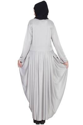 Silver Plain Polyester Abaya 4