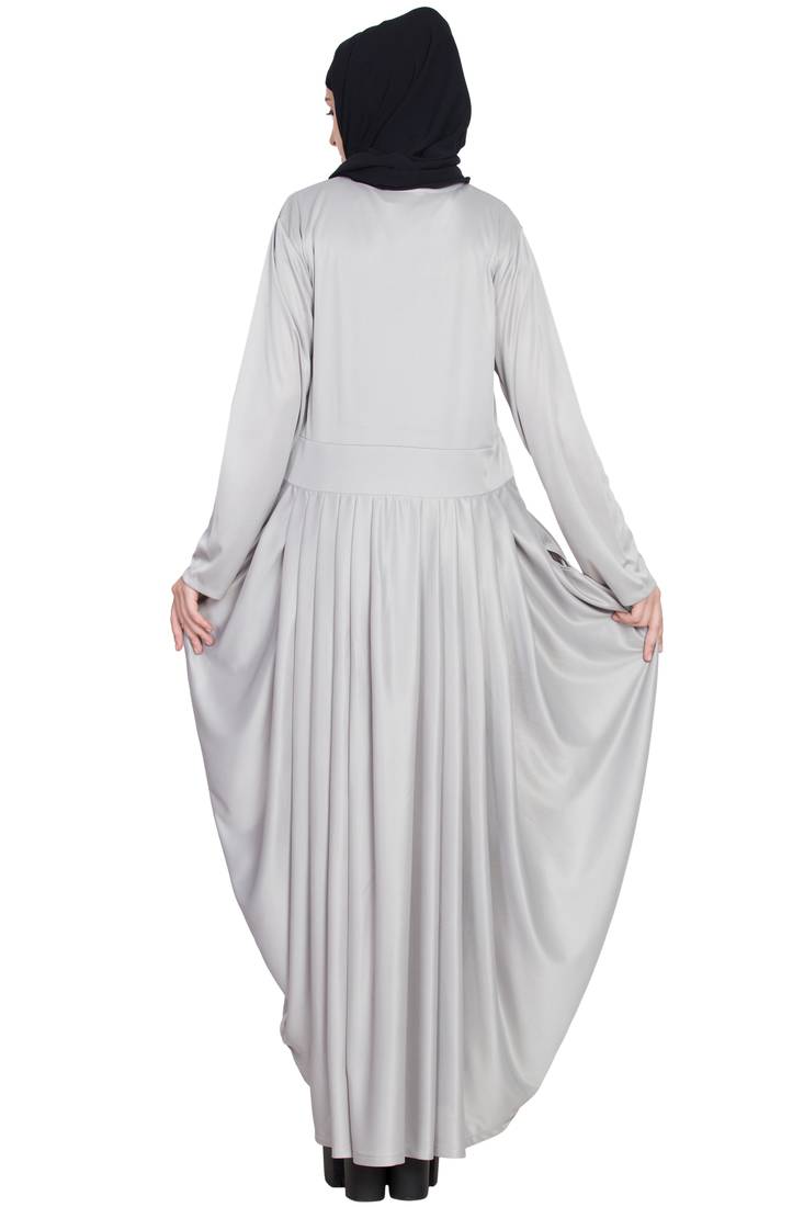 Silver Plain Polyester Abaya