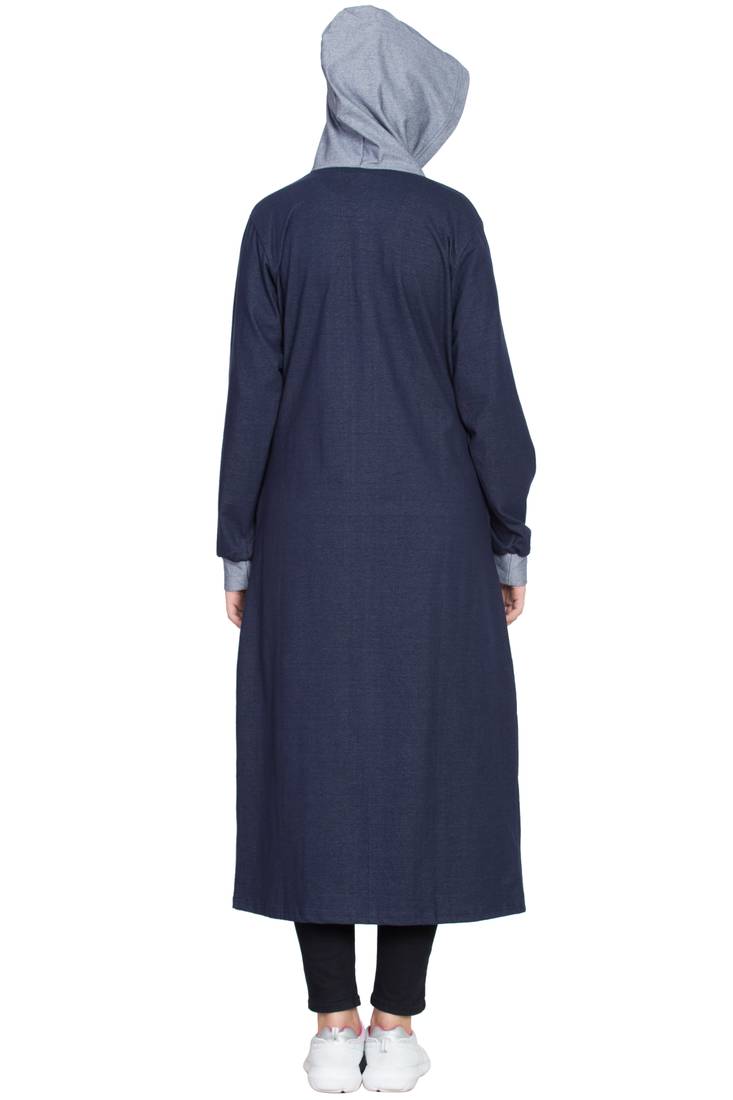 Navy Blue Plain Cotton Abaya