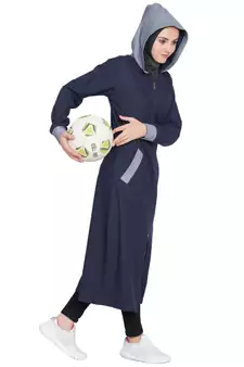 Navy Blue Plain Cotton Abaya