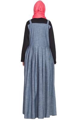 Light Blue Plain Cotton Abaya 4