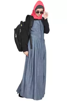 Light Blue Plain Cotton Abaya