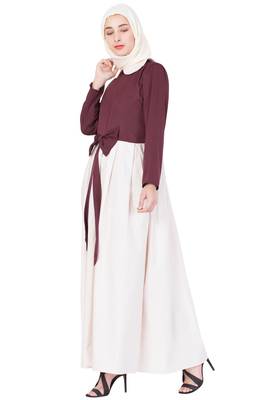 Maroon Plain Crepe Abaya 2