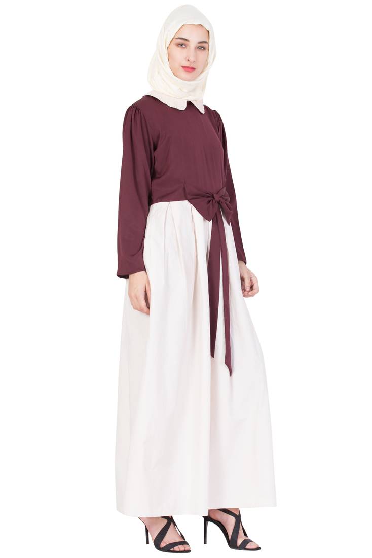 Maroon Plain Crepe Abaya
