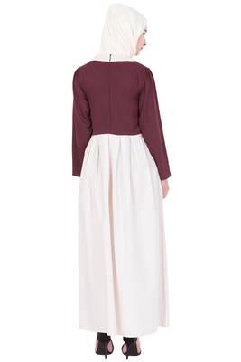 Maroon Plain Crepe Abaya 4